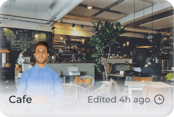 Editing AI avatar coffee shop background