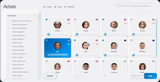 Choose your preferred language and accent Synthesys AI Studio