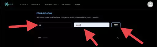 customize pronunciation Synthesys AI Studio