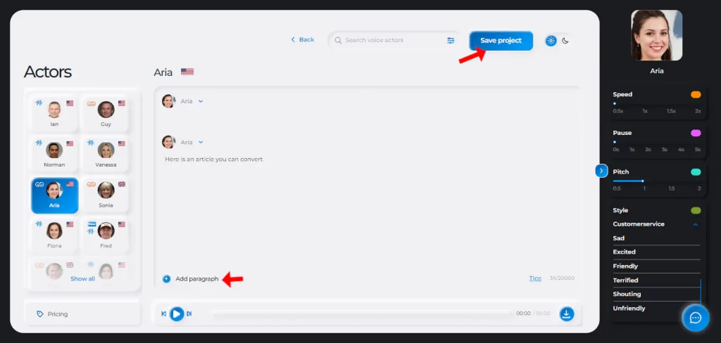 Add paragraph Synthesys AI Studio