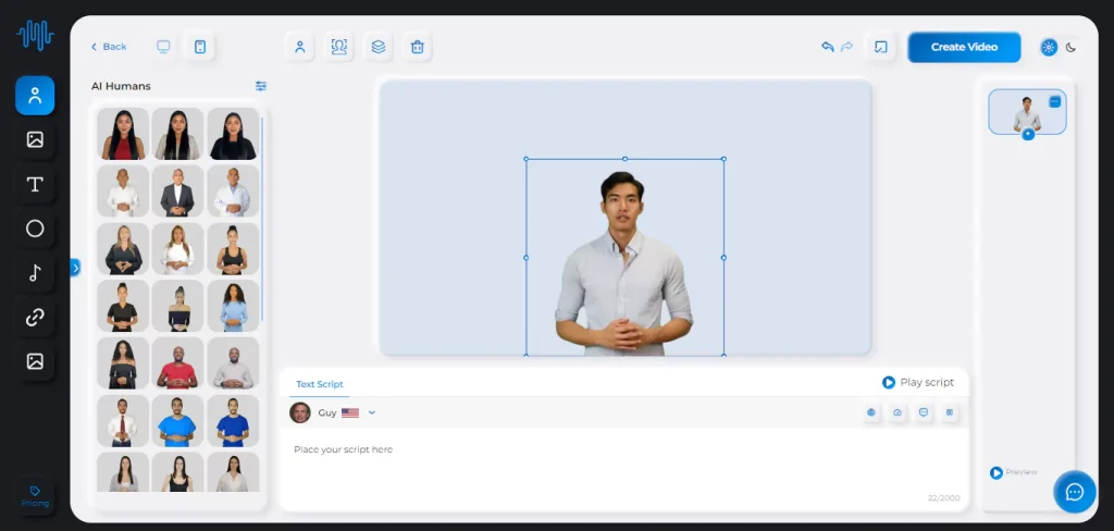 avatar position Synthesys AI Studio