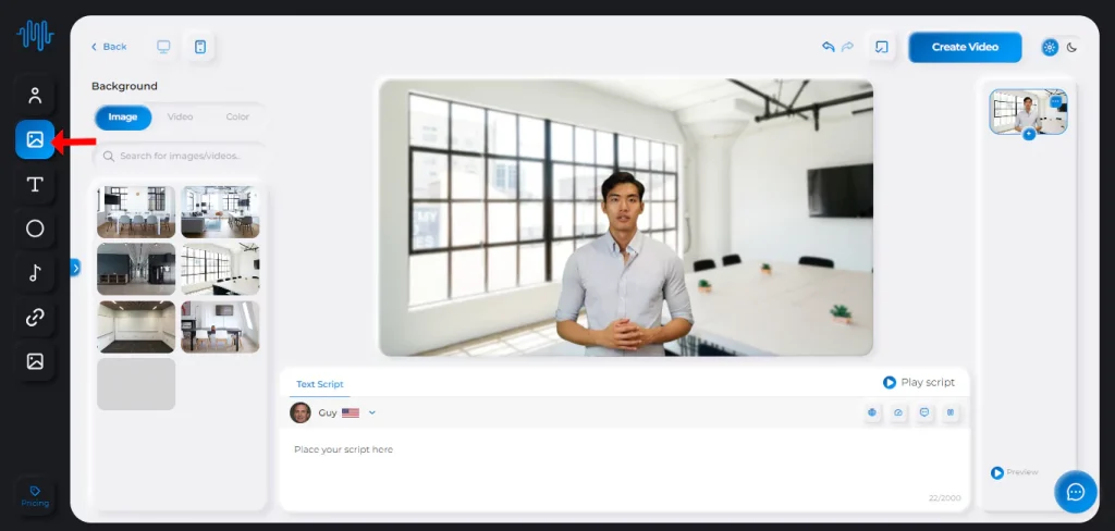 add background Synthesys AI Studio