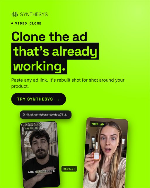 Clone the ad that's already working. (1080x1350)