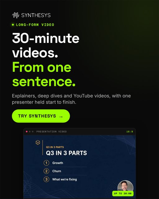 30-minute videos. From one sentence. (1080x1350)