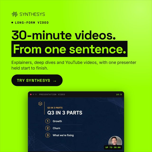 30-minute videos. From one sentence. (1080x1080)