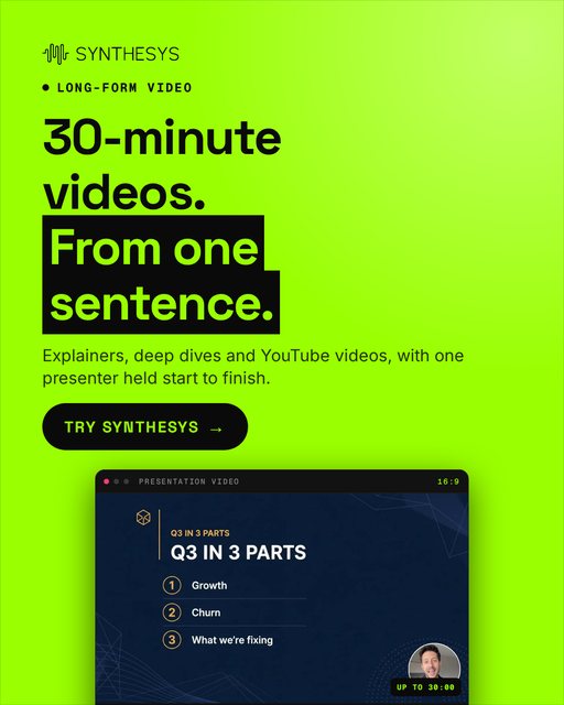 30-minute videos. From one sentence. (1080x1350)