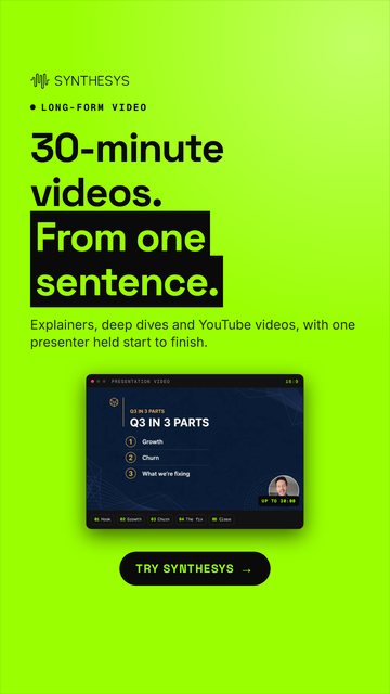 30-minute videos. From one sentence. (1080x1920)