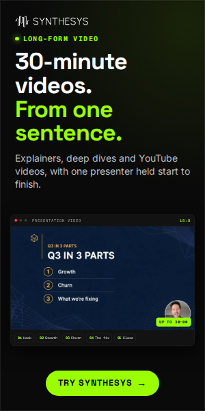 30-minute videos. From one sentence. (300x600)