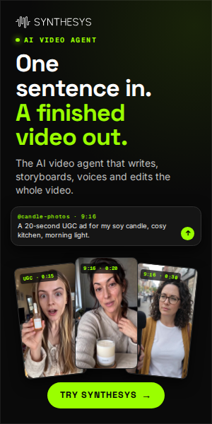 One sentence in. A finished video out. (300x600)