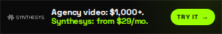 Agency video: $1,000+. Synthesys: from $29/mo. (320x50)