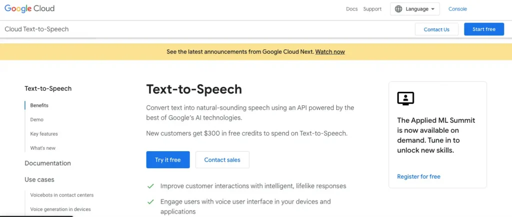 Google text-to-Speech API