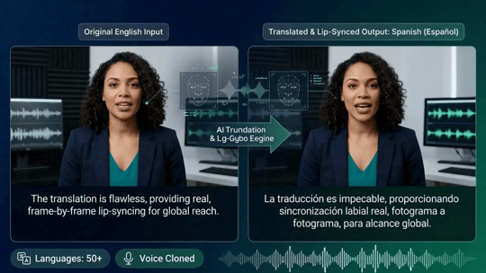 Face swap with translation and lip-sync into 150 languages