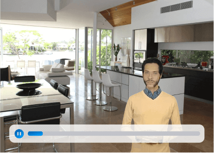 AI avatar kitchen background