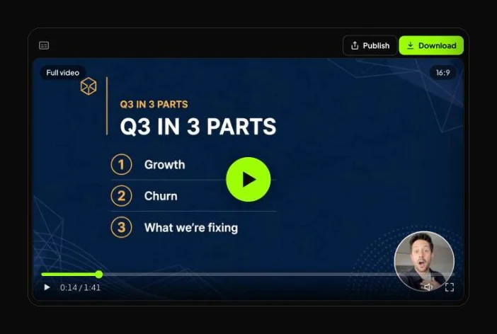 The finished 16:9 video in the Synthesys player with the Download button