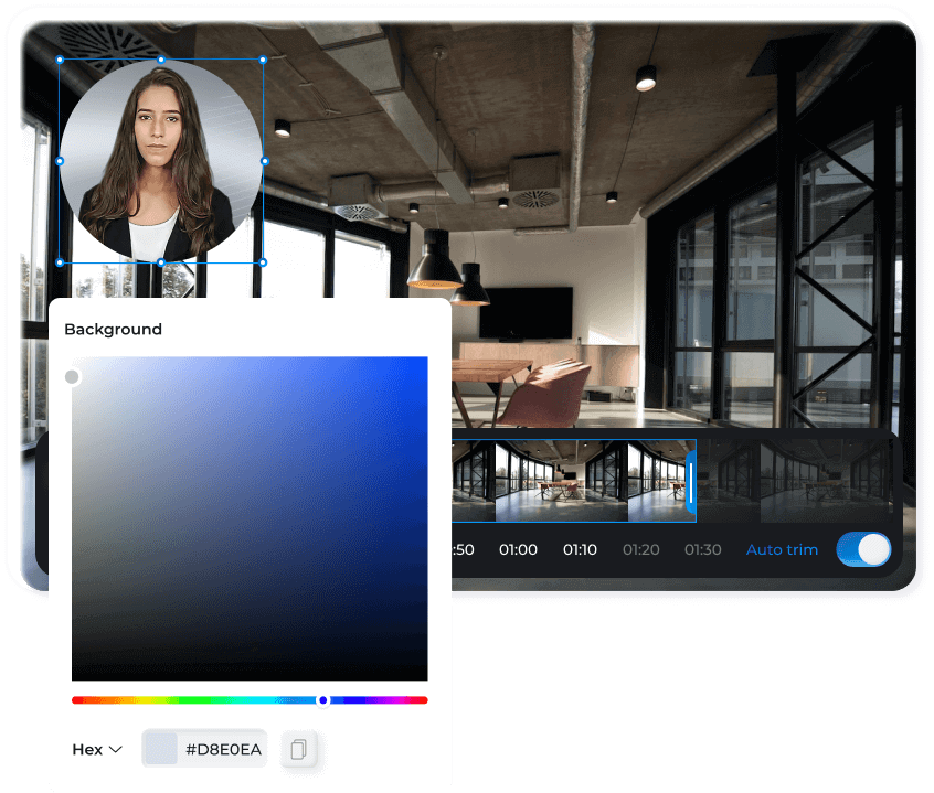 Editing office background AI video generator