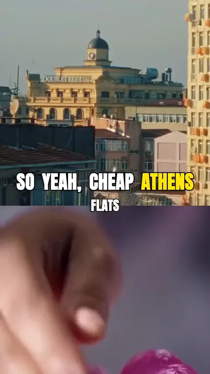 A frame from our split-screen Short about Athens rents